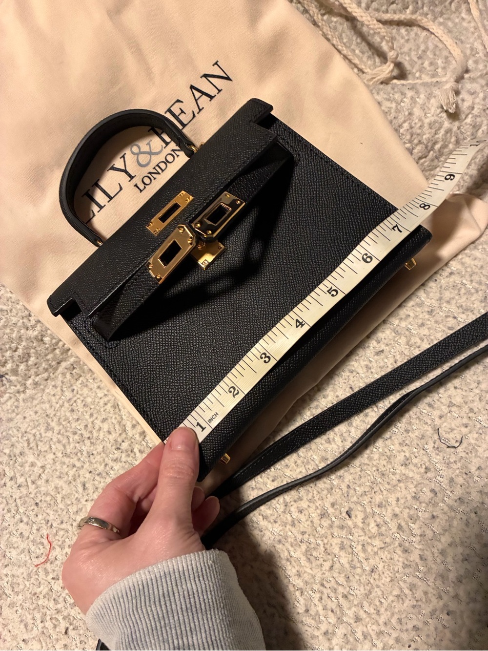 Lily & Bean Black Mini Top-Handle Crossbody Bag, black with gold hardware - Picture 5 of 16
